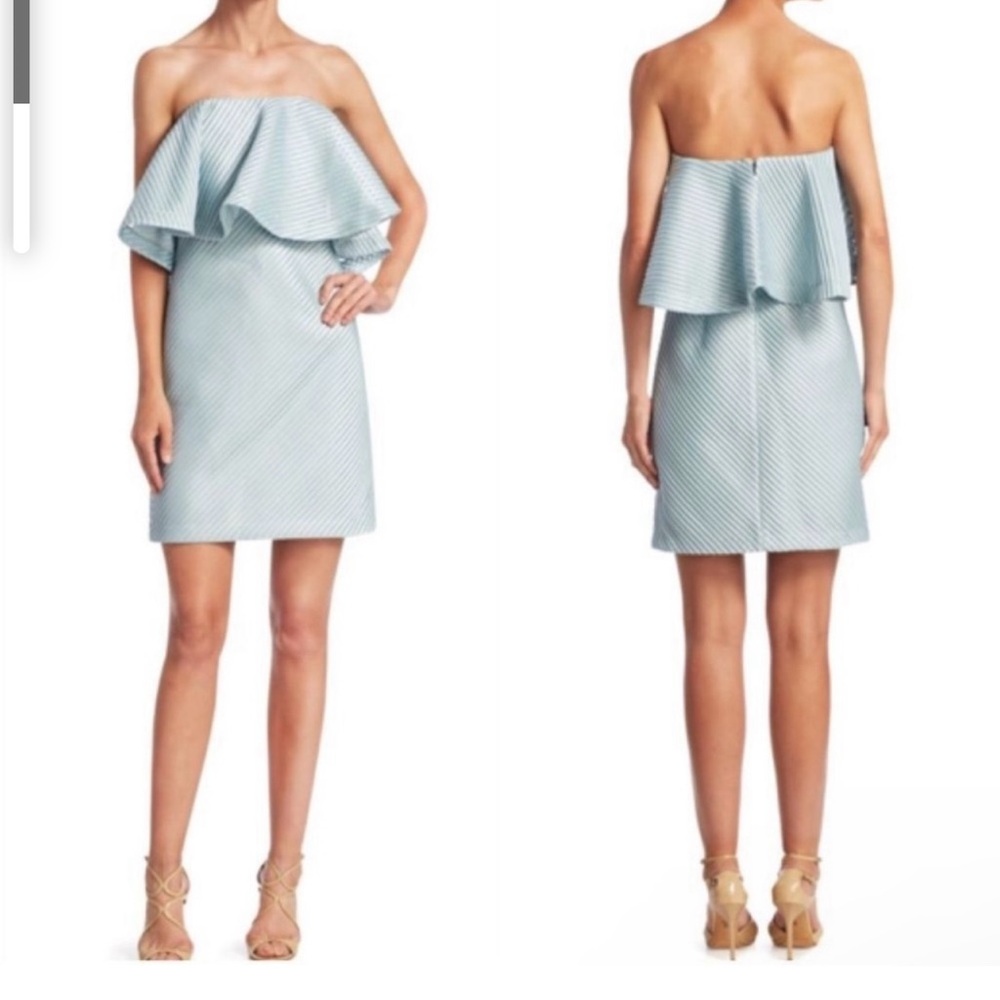Halston Heritage strapless flounce dress, pale blue, size 10